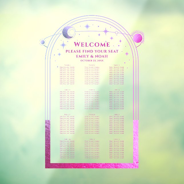 Lavender Pink Celestial Wedding Seating Chart (Sheet 3)