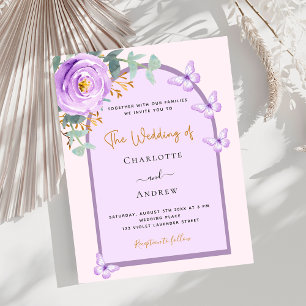 Lavender pink floral arch wedding invitation