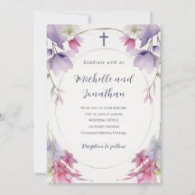 Lavender Pink Floral Bible Christian Cross Wedding