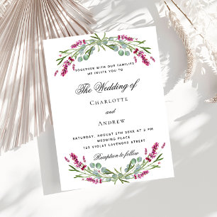 Lavender pink florals budget wedding invitation