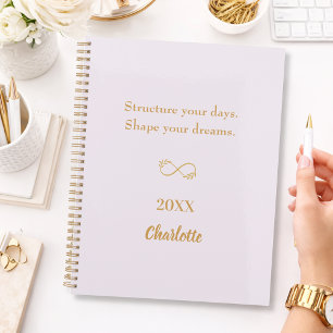 Lavender pink gold inspirational quote 2026 planner