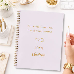 Lavender pink gold inspirational quote notebook