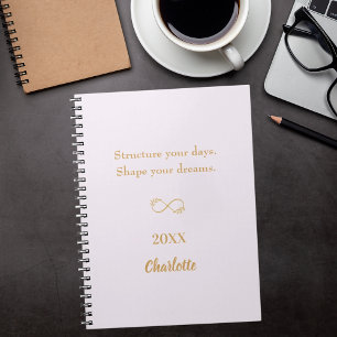 Lavender pink gold inspirational quote notebook