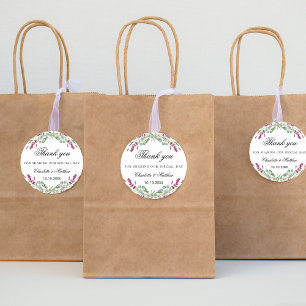 Lavender pink greenery wedding thank you classic round sticker