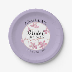Lavender Pink Lilac Blossom Bridal Shower Paper Plate