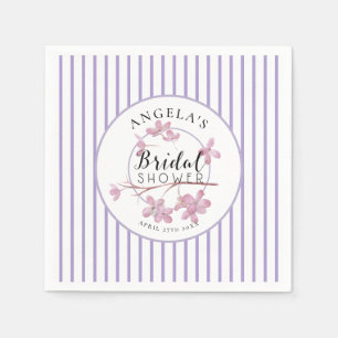 Lavender Pink Lilac Stripes Bridal Shower  Napkin