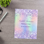 Lavender pink name holographic business planner<br><div class="desc">A trendy holographic background with unicorn colours and rainbow colours in pink,  purple,  mint green. Decorated with violet,  lavender coloured confetti. Personalise and add your name,  title,  text</div>