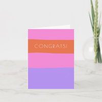 Lavender Pink Orange Wide Stripes Congratulations