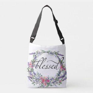 Lavender pink Rose and Eucalyptus Blessed Crossbody Bag