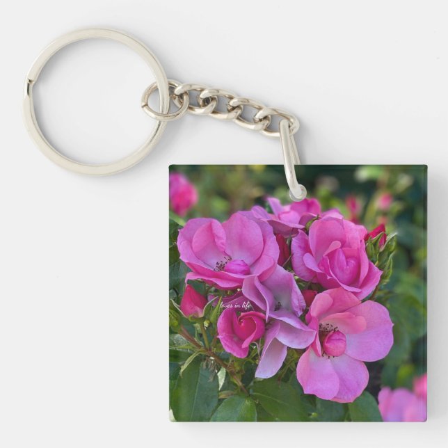 lavender Pink Rose Key Ring (Front)
