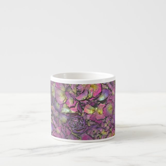 Lavender Pink Rose Petals Watercolor Espresso Cup (Front)