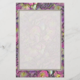 Lavender Pink Rose Petals Watercolor Stationery