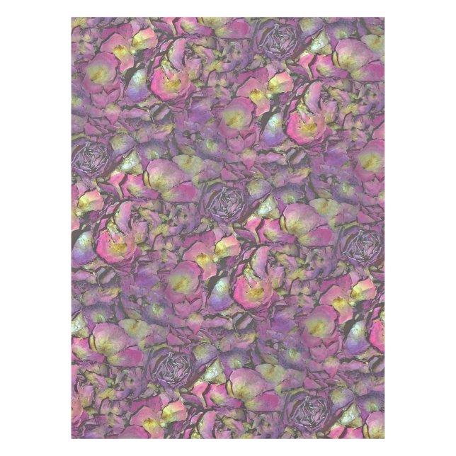 Lavender Pink Rose Petals Watercolor Tablecloth (Front)