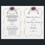 Lavender Pink White Floral Gold Wedding Program<br><div class="desc">Charm card design featuring gorgeous watercolour lavender,  white,  blush flowers bouquets,  floral divider,  beautiful handwriting script and a faux gold frame.  Use Customise tool to add your info,  make changes. For matching items,  please,  visit my Lavender Floral Collection.</div>