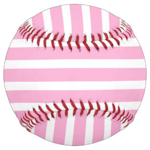 Lavender Pink White Simple Horizontal Striped Softball
