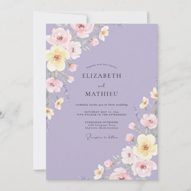 Lavender Pink Wildflower Wedding Invitation (Front)