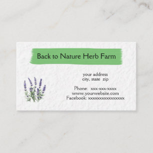 Lavender plant business card