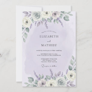Lavender Poetic Watercolor Wedding Invitation