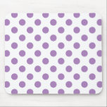Lavender polka dots on white mouse pad<br><div class="desc">Lavender and white polka dots</div>