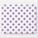 Lavender polka dots on white mouse pad<br><div class="desc">Lavender and white polka dots</div>