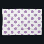 Lavender polka dots on white tea towel<br><div class="desc">Lavender and white polka dots</div>