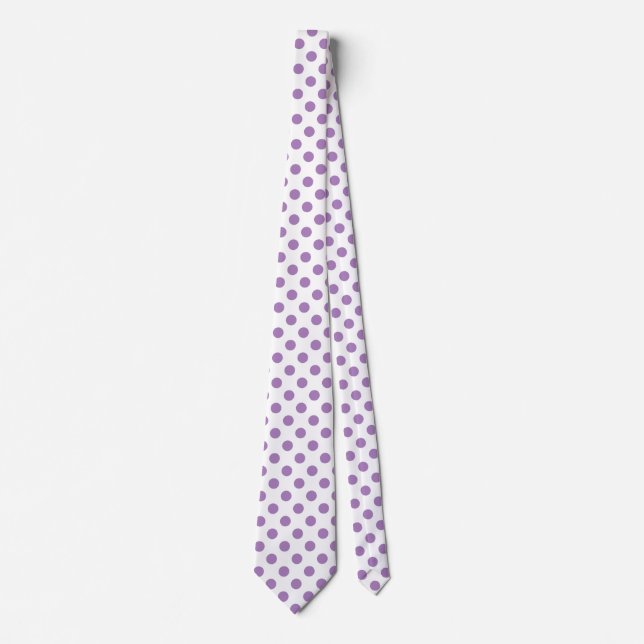 Lavender polka dots on white tie (Front)