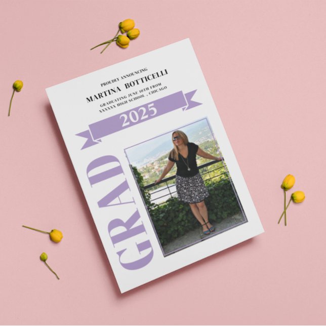 Lavender Polka Dots Photo Graduation Announcement (Creator Uploaded)