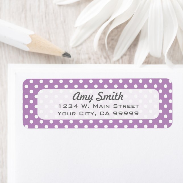 Lavender Polka Dots Return Address Labels (Insitu)