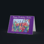 Lavender Poppies Sister Birthday Flower Watercolor Card<br><div class="desc">Enjoy a watercolor painting of a joyful garden on a birthday card for your sister. Perfect for flower lovers and fans of gardening. Created with colourful poppies, wild roses and lavender, the creative style shows a cheerful and pretty garden.. Abstract flowers are designed with beautiful shades of red, rose, blue...</div>