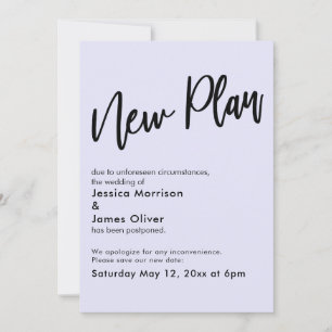Lavender Postponed Wedding New Plan Update Card