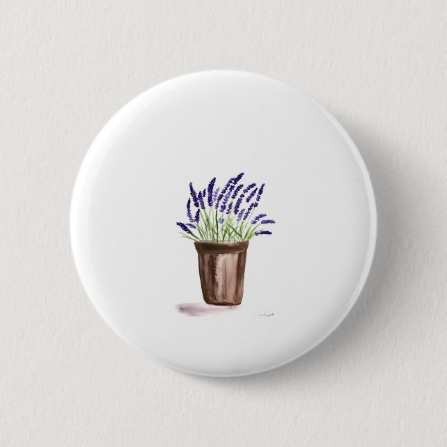 Lavender pot flower 6 cm round badge (Front)