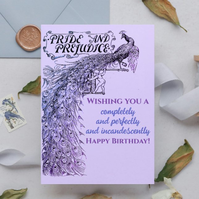 Lavender Pride and Prejudice Bird Happy Birthday Card (Creator Uploaded)