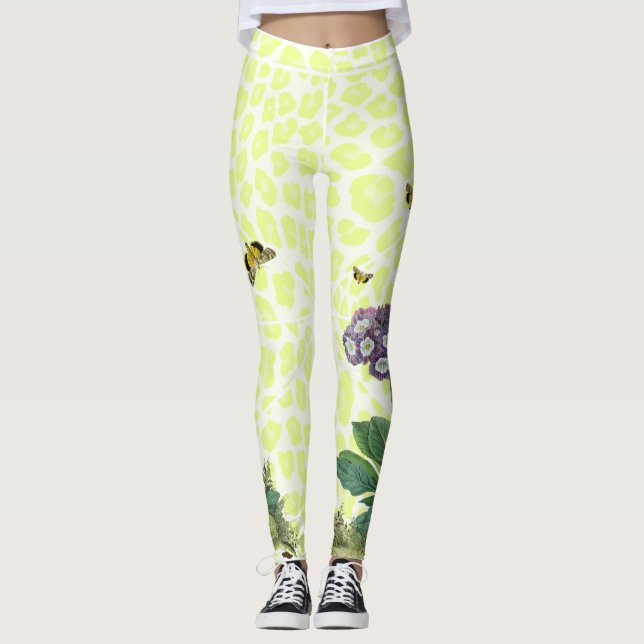 Lavender Primula on Apple Cheetah Leggings (Front)