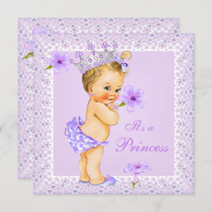 Lavender Princess Baby Shower Blonde Baby Shower Invitation