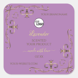 Lavender Product Label Gold Ornate Corner Add Logo