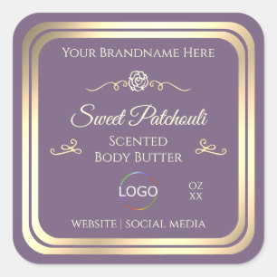 Lavender Product Label with Gold Frame and Logo