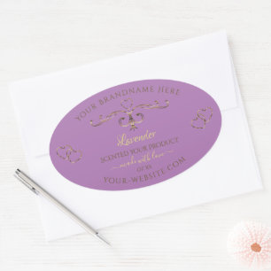 Lavender Product Labels Gold Ornate Borders Hearts
