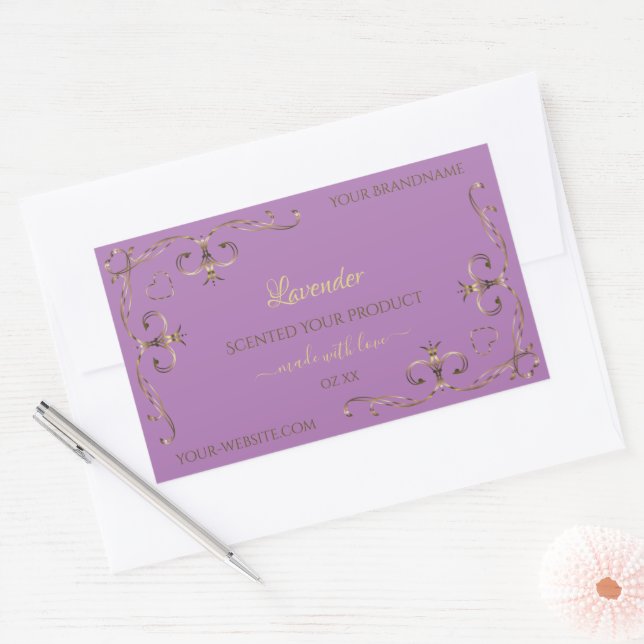 Lavender Product Labels Gold Ornate Corner Borders (Envelope)