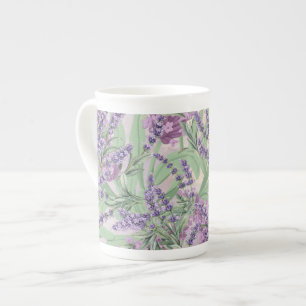 Lavender Profusion Dusty Lavender Rustic Floral Bone China Mug