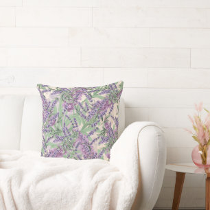 Lavender Profusion Dusty Lavender Rustic Floral Cushion