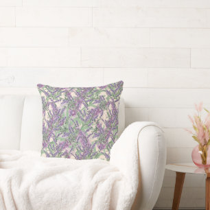 Lavender Profusion Dusty Lavender Rustic Floral Cushion