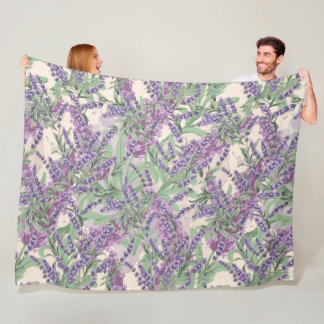 Lavender Profusion Dusty Lavender Rustic Floral Fleece Blanket