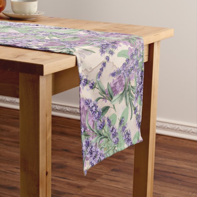 Lavender Profusion Dusty Lavender Rustic Floral Medium Table Runner (In Situ)