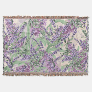 Lavender Profusion Dusty Lavender Rustic Floral Throw Blanket