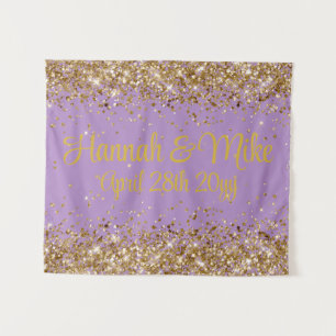 Lavender Purple and Gold Wedding Photo Booth Prop Tapestry