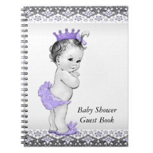 Lavender Purple and Grey Baby Shower Guest Book
