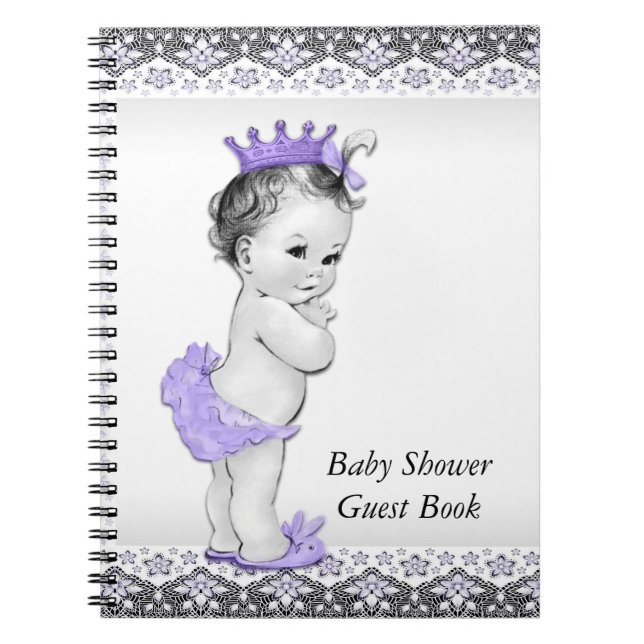 Lavender Purple and Grey Baby Shower Guest Book (Front)