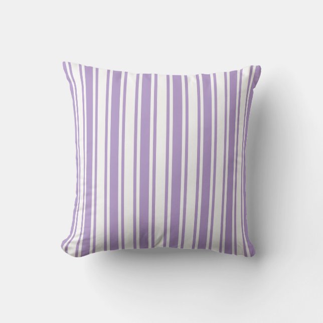 Lavender purple and white candy stripes cushion (Front)