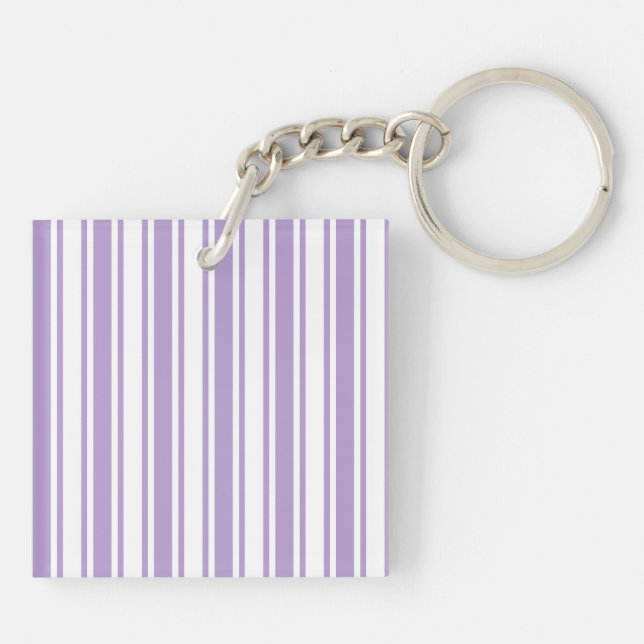 Lavender purple and white candy stripes key ring (Back)