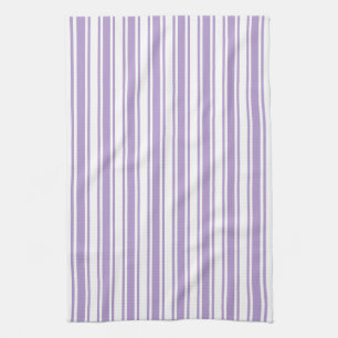 Lavender purple and white candy stripes tea towel